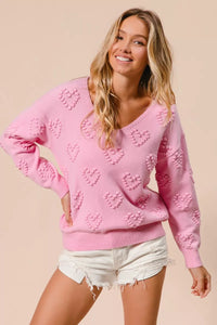 Valentines Heart Knit Top - Ribbed & Stretchable