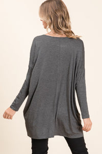 BOMBOM Round Neck Long Sleeve Oversized Top Trandify Deal
