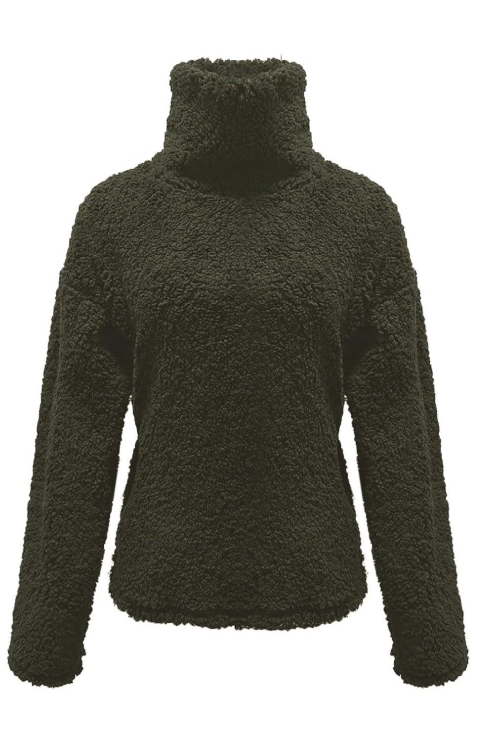 Fuzzy Turtleneck Long Sleeve Sweatshirt Trandify Deal