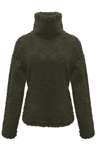 Fuzzy Turtleneck Long Sleeve Sweatshirt Trandify Deal