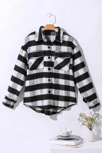 Plaid Button Up Long Sleeve Jacket Trandify Deal