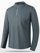 Men’s Plus Size Quarter-Zip Active Shirt – Gray Moisture-Wicking Long Sleeve T-Shirt for Gym & Casual Wear