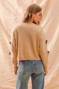 Women's Ribbon Bow Sweater | Cozy Acrylic Knit Top