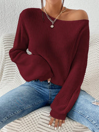 Honey Single Shoulder Long Sleeve Sweater Trandify Deal