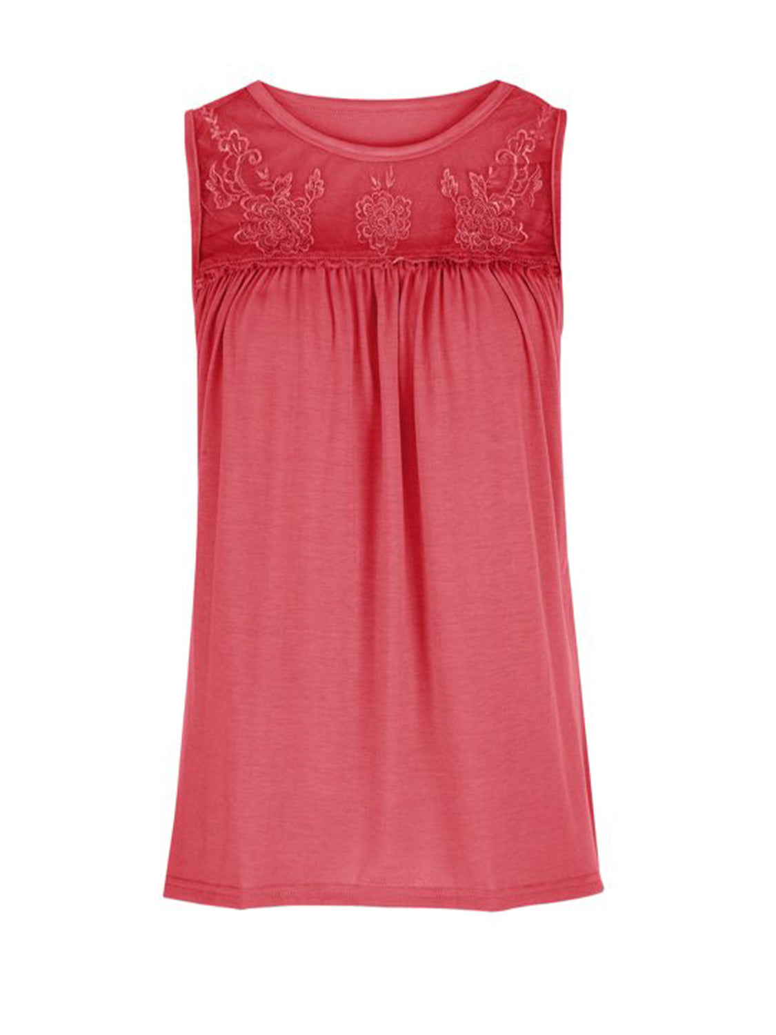 Lace Detail Round Neck Tank Trandify deal