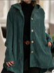 Plus Size Corduroy Shacket - Hooded Ribbed Jacket
