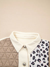 Leopard Print Quilted Jacket for Women - Cozy Waffle Textured