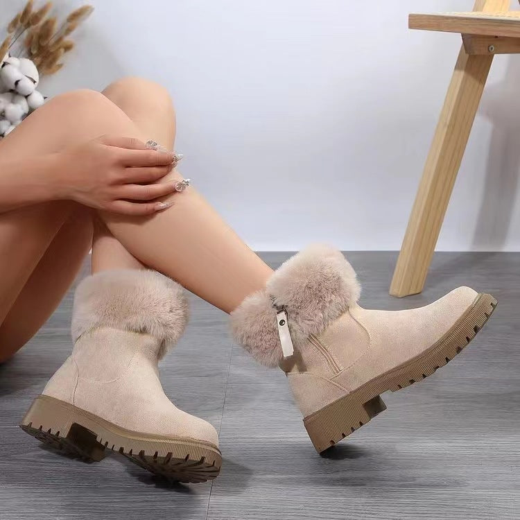 Suede Faux Fur Boots with Side Zipper Trandify Deal