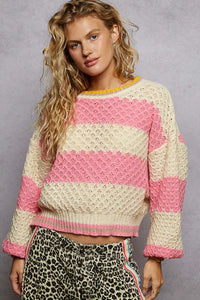 women's cable knit sweater - Ribbed Crewneck