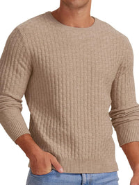 Men's Ribbed Hem Round Neck Sweater – Plus Size Casual Pullover for US Buyers