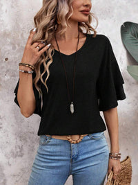 V-Neck Half Sleeve Blouse - Trandify Deal