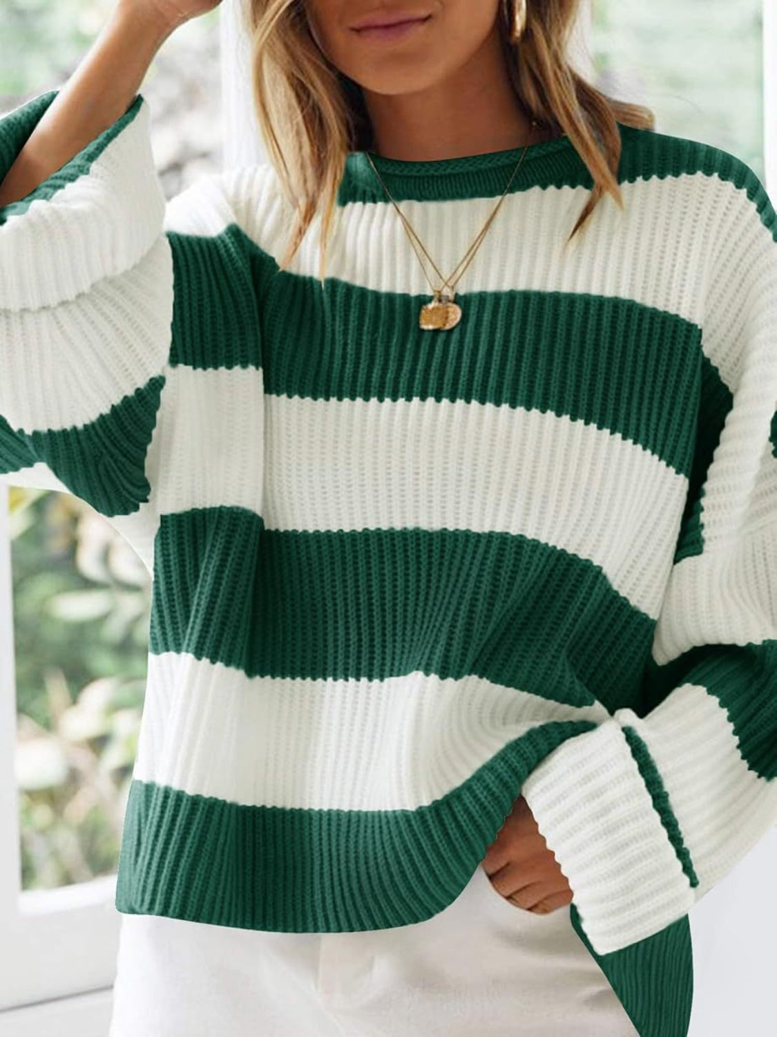 Round Neck Long Sleeve Sweater Trandify Deal