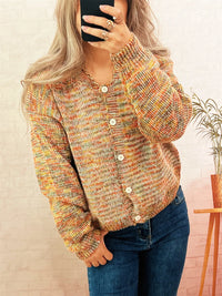Women's Multi-Color Knit Cardigan - Button Down Long Sleeve Top