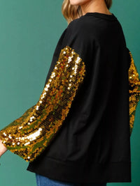 Women's Oversized Sequin Sweatshirt in Black