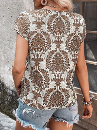 Printed Short Sleeve Blouse Trandify deal