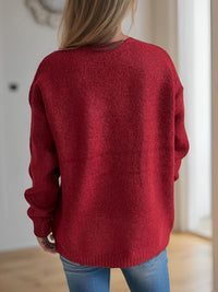 Cherry Round Neck Long Sleeve Sweater Trandify Deal