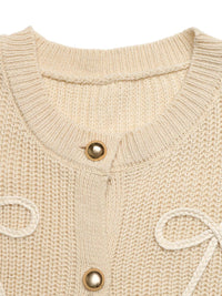 Women's Bow Button Up Long Sleeve Cardigan