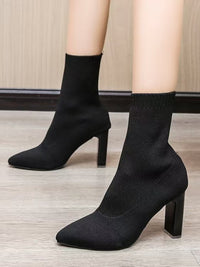 Point Toe Block Heel Boots Trandify Deal