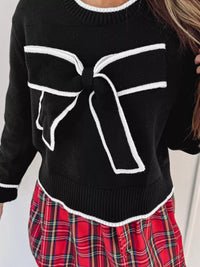 Holiday Bow Sweater | Women's Cropped Christmas Top