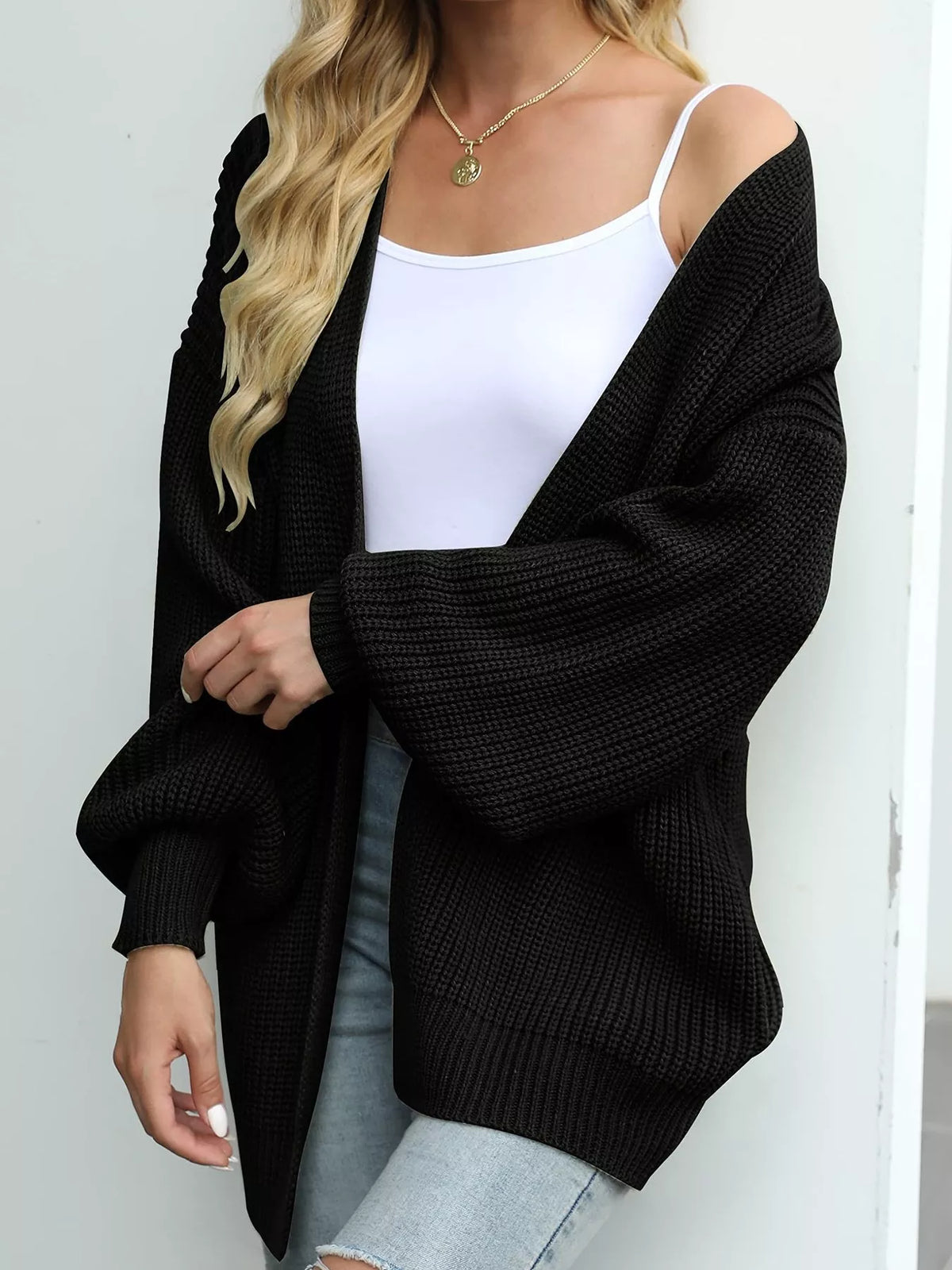 Oversized Chunky Knit Cardigan - Cable Knit Open Front Sweater