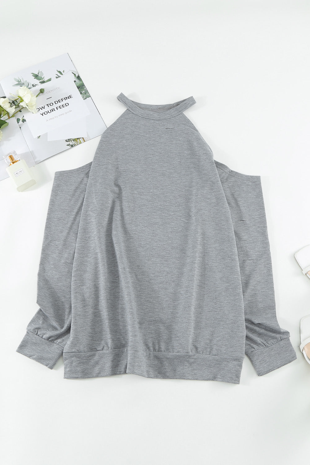 Cold Shoulder Long Sleeve Sweatshirt Trandify deal