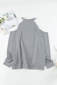 Cold Shoulder Long Sleeve Sweatshirt Trandify deal