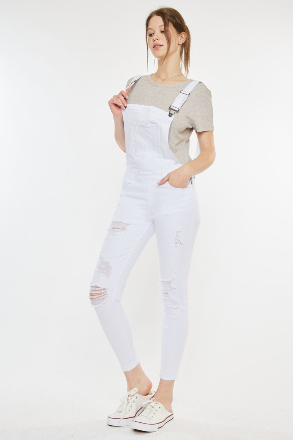Kancan Distressed Denim Overalls for Women – Trendy Skinny Fit