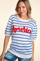 Haptics Letter Embroidery Striped Knit Top Trandify deal