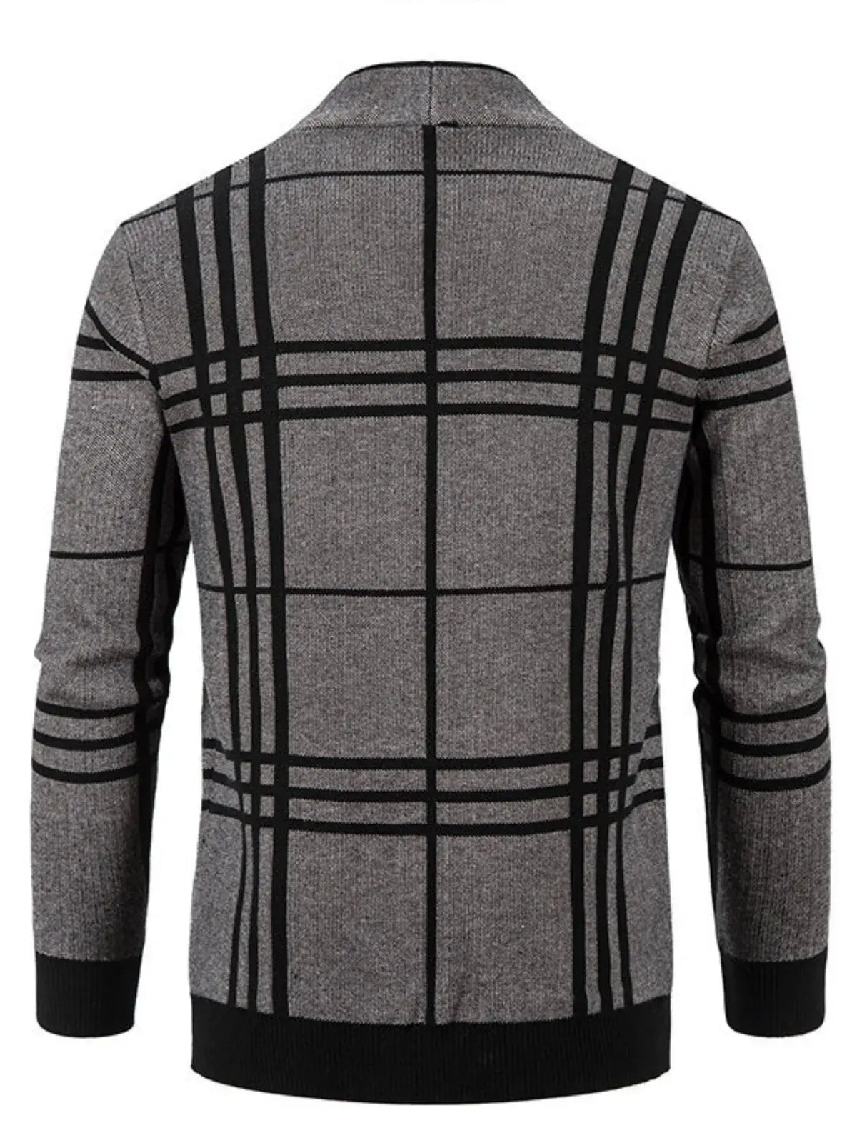 Men’s Plus Size Plaid Cardigan – Buffalo Check Open Front Long Sleeve Sweater