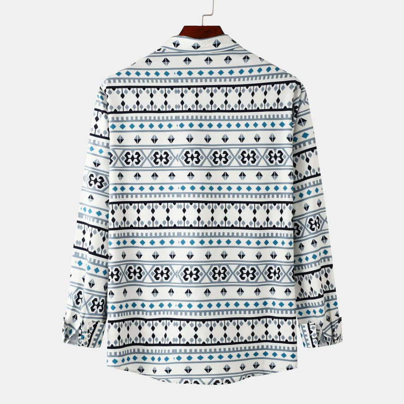 Trendy Men's Button-Up Shirt with Unique Geometric Design – Perfect for Office & Parties