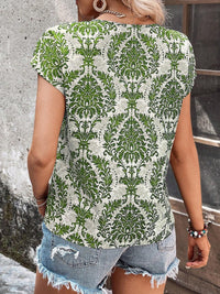 Printed Short Sleeve Blouse Trandify deal