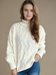 Cable-Knit Turtleneck Long Sleeve Sweater Trandify Deal