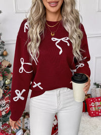 Oversized Bow Detail Sweater for Women | Cozy Fall Winter Top