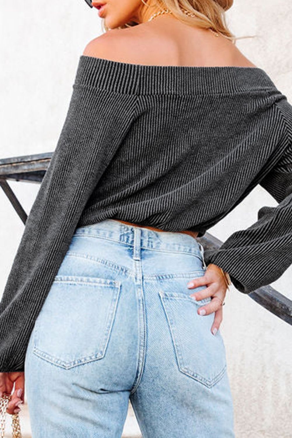 Off-Shoulder Long Sleeve Top Trandify Deal