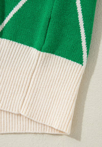 Diamond Pattern Contrast Trim Mock Neck Sweater Trandify Deal