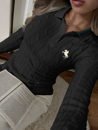 Women’s Cable Knit Sweater – Cozy Long Sleeve Pullover for Fall