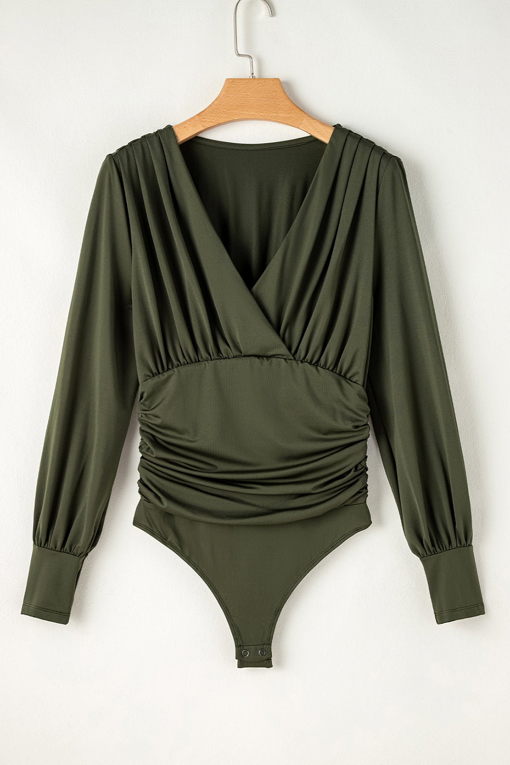 Ruched Surplice Long Sleeve Bodysuit Trandify Deal