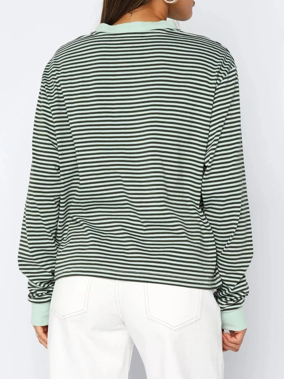Women's Striped Oversized Sweatshirt - Soft Casual Crewneck