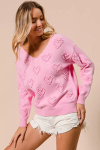 Valentines Heart Knit Top - Ribbed & Stretchable