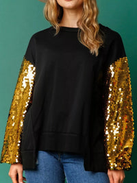 Women's Oversized Sequin Sweatshirt in Black