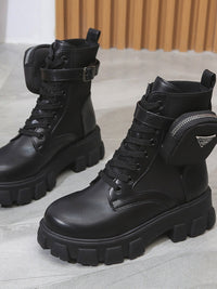 Lace Up PU Leather Platform Boots Trandify Deal