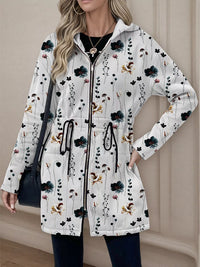 Women's lightweight zip up hoodie jacket in White with front pockets.