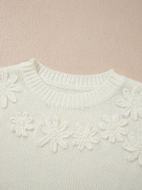 Floral Textured Puff Sleeve Sweater for Women | Trendy Top