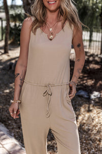 Drawstring Notched Wide Strap Jumpsuit Trandify deal