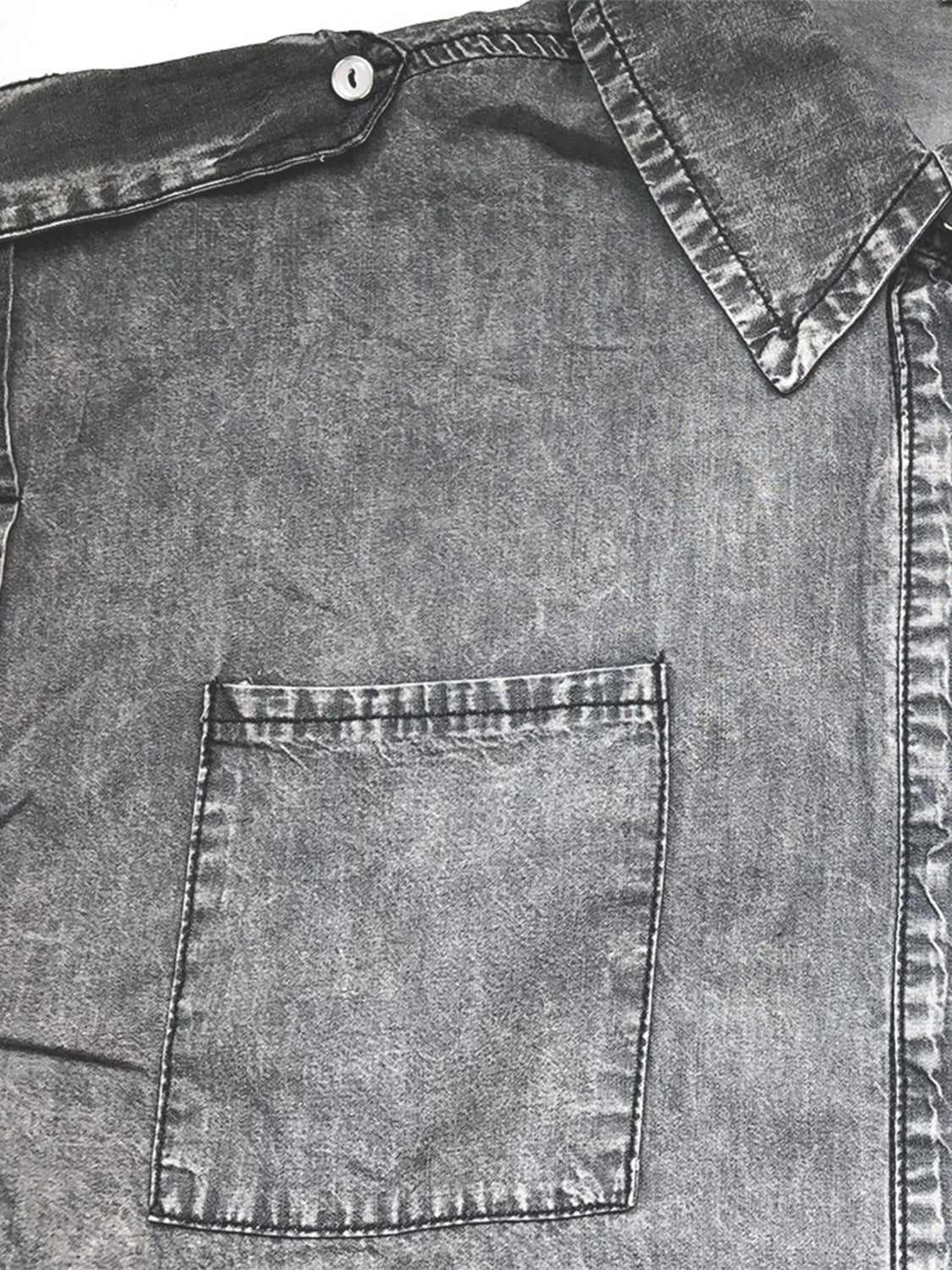 Collared Neck Cap Sleeve Denim Top Trandify deal