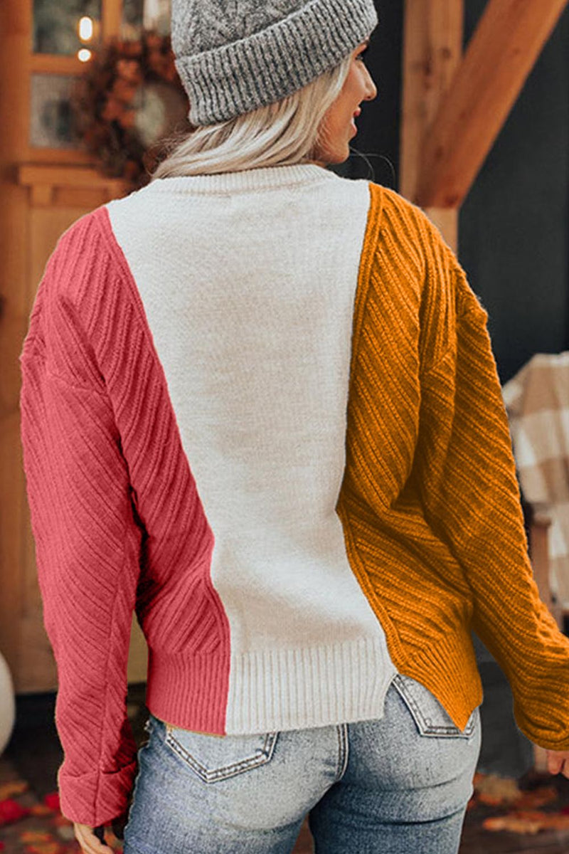 Color Block Textured Drop Shoulder Sweater Trandify Deal