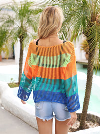 Color Block Openwork Boat Neck Cover Up Trandify deal