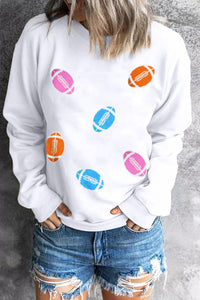 Football Round Neck Long Sleeve Sweatshirt Trandify Deal