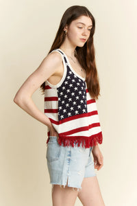 American Flag Fringe Tank Top for Women | Patriotic
