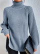 Plus Size Turtleneck Sweater - Ribbed Long Sleeve Top